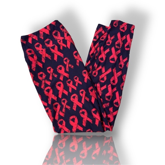 Cancer Awareness LuLaRoe Leggings Buttery Soft Pink Ribbons Size OS (2-10) New - Picture 1 of 3